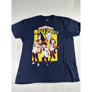 My Hero Academia Group Men's T-Shirt Navy Blue Cotton XL Streetwear Anime